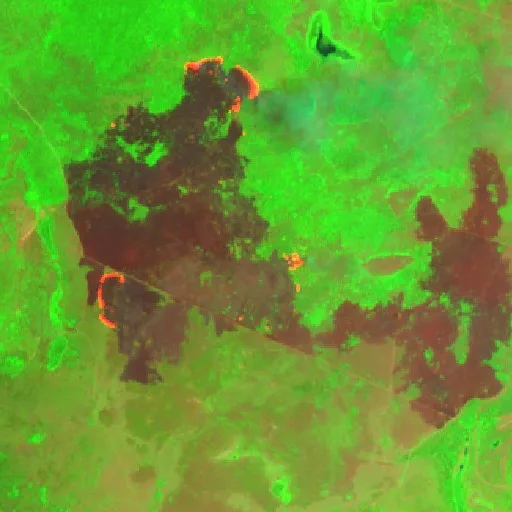 Incendio cerca de Cachorro Sentado — Sentinel-2 SWIR (fuego)