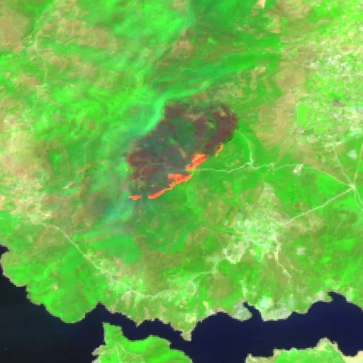 Incendio cerca de Caïdat de Dar Chaoui قيادة دار الشاوي — Sentinel-2 SWIR (fuego)