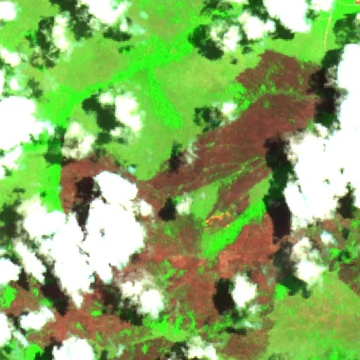Wildfire near Campestre do Maranhão (Sep 20 · NE) — Sentinel-2 SWIR (fuego)