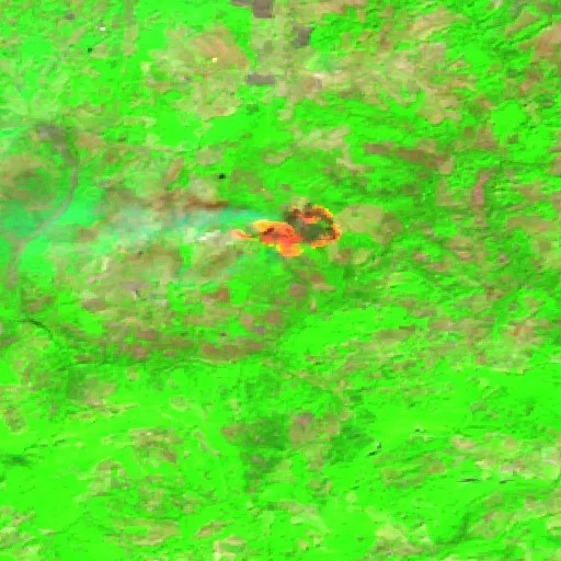 Wildfire near Canossa — Sentinel-2 SWIR (fuego)