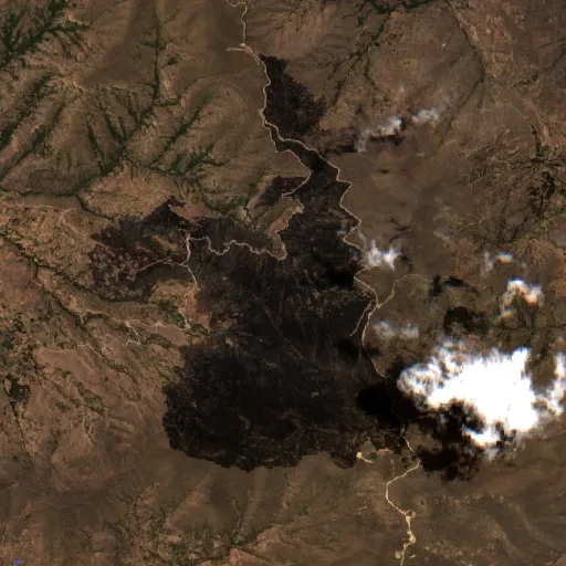 Incendio cerca de Capacmarca — Sentinel-2 true color