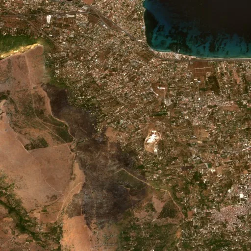 Wildfire near Carini — Sentinel-2 true color