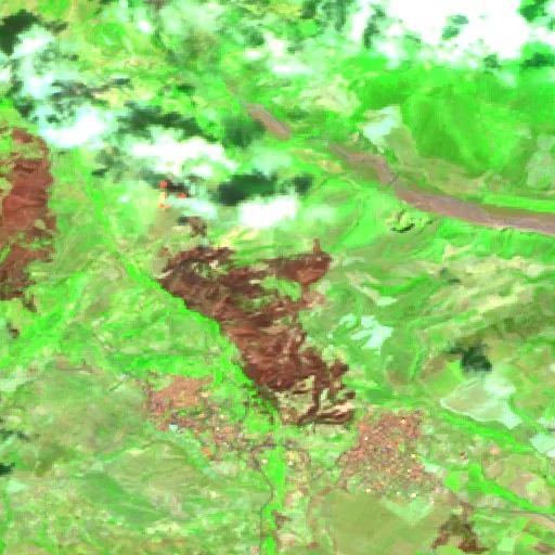 Wildfire near Cassano all'Ionio — Sentinel-2 SWIR (fuego)