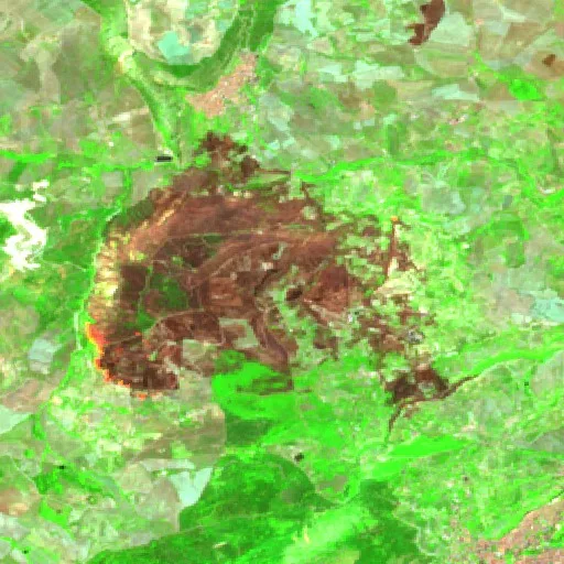Wildfire near Castronovo di Sicilia (Jul 19) — Sentinel-2 SWIR (fuego)