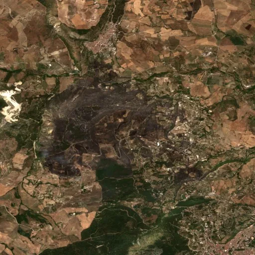 Wildfire near Castronovo di Sicilia (Jul 19) — Sentinel-2 true color