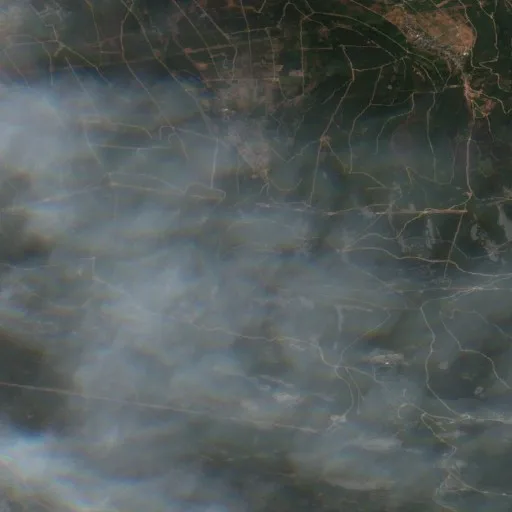 Incendio cerca de Castropodame — Sentinel-2 true color