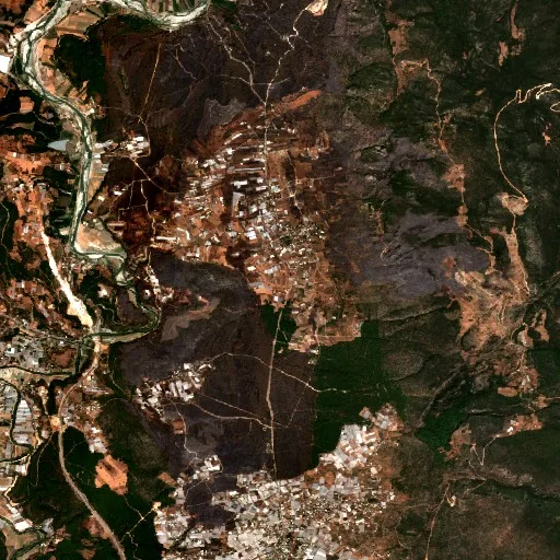 Wildfire near Çavdır — Sentinel-2 true color
