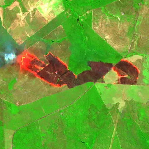Wildfire near Caxias — Sentinel-2 SWIR (fuego)