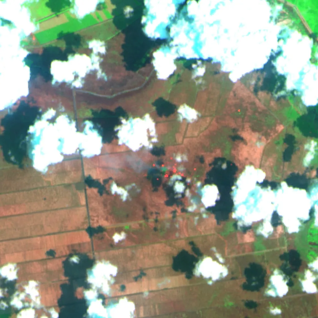 Wildfire near Cengal — Sentinel-2 SWIR (fuego)