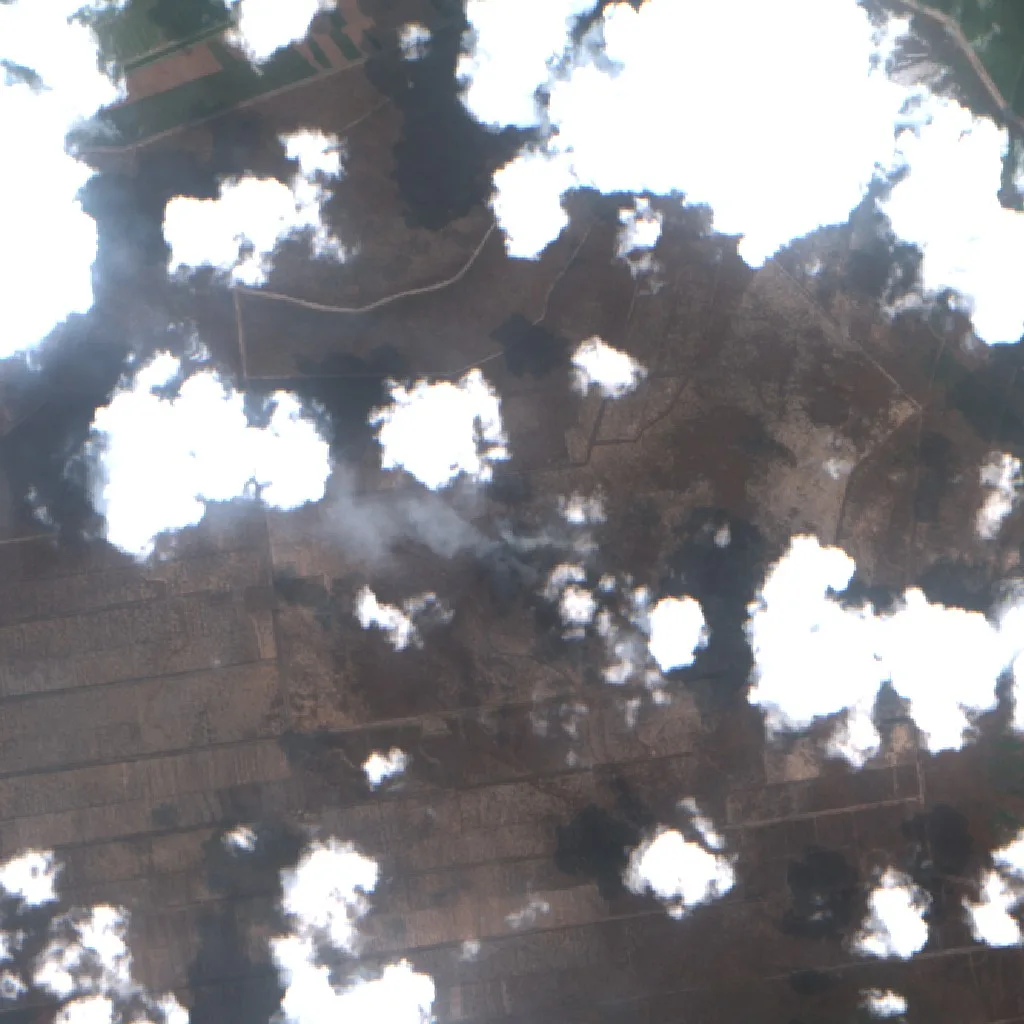 Wildfire near Cengal — Sentinel-2 true color