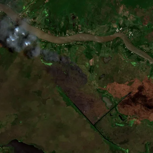 Incendio cerca de Centla (Aug 3) — Sentinel-2 true color