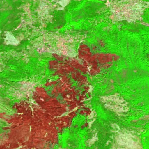 Wildfire near Chemini — Sentinel-2 SWIR (fuego)