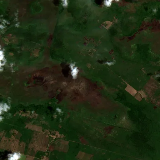 Wildfire near Ciro Redondo (Aug 2) — Sentinel-2 true color