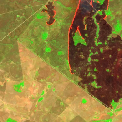 Wildfire near Cocalinho (Oct 1 · NE) — Sentinel-2 SWIR (fuego)