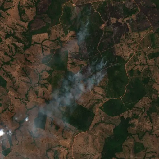 Wildfire near Colméia — Sentinel-2 true color
