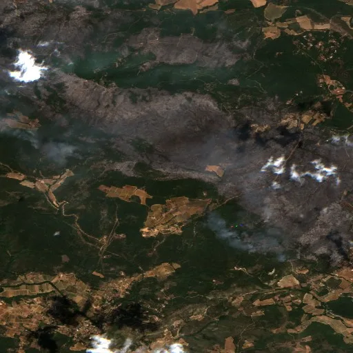 Wildfire near Correns — Sentinel-2 true color