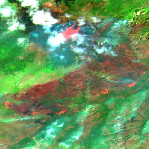 Wildfire near Corte (Jul 23) — Sentinel-2 SWIR (fuego)
