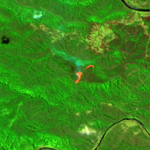 Incendio cerca de Coutts Crossing — Sentinel-2 SWIR (fuego)