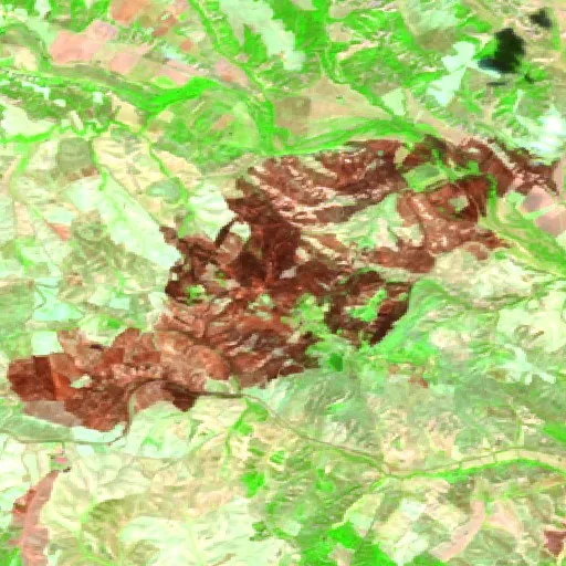 Wildfire near Craco — Sentinel-2 SWIR (fuego)