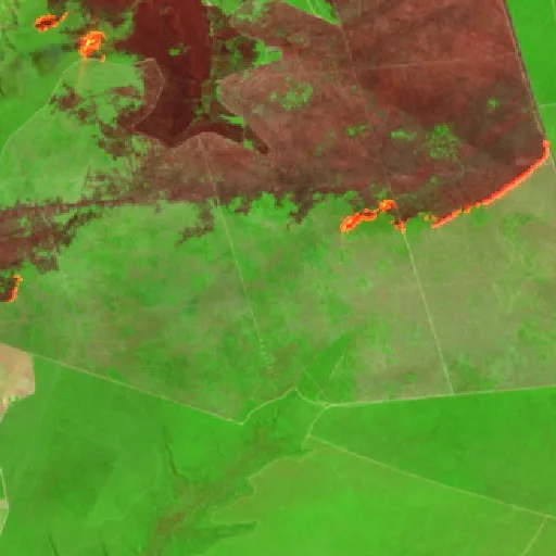 Incendio cerca de Cristalândia do Piauí — Sentinel-2 SWIR (fuego)