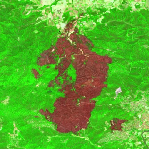 Wildfire near Cruïlles, Monells i Sant Sadurní de l'Heura (ES) — Sentinel-2 SWIR (fuego)