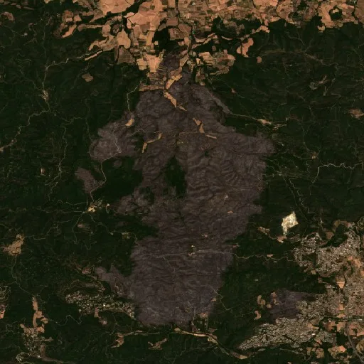 Wildfire near Cruïlles, Monells i Sant Sadurní de l'Heura (ES) — Sentinel-2 true color
