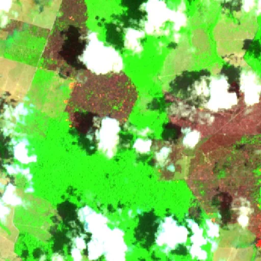 Incendio cerca de Cumarumã (9 oct · NW) — Sentinel-2 SWIR (fuego)