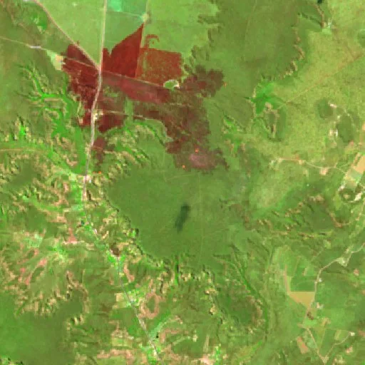 Wildfire near Currais — Sentinel-2 SWIR (fuego)