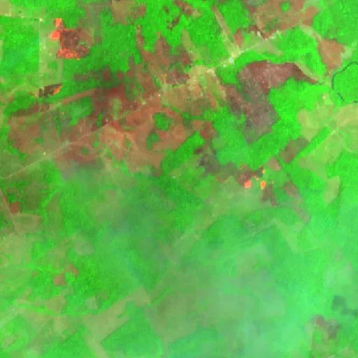 Incendio cerca de Curuá (15 oct) — Sentinel-2 SWIR (fuego)
