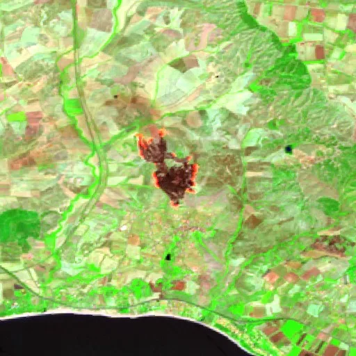 Incendio cerca de Cutro — Sentinel-2 SWIR (fuego)