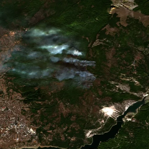 Wildfire near Debar — Sentinel-2 true color