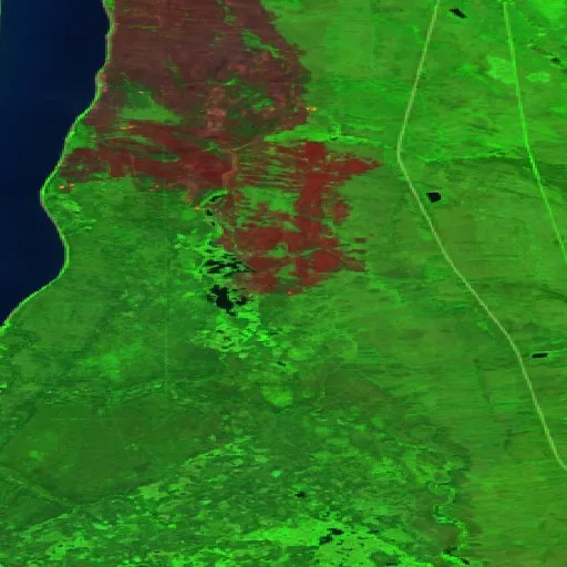 Wildfire near Dehcho Region — Sentinel-2 SWIR