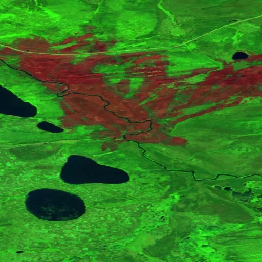 Wildfire near Dehcho Region — Sentinel-2 SWIR