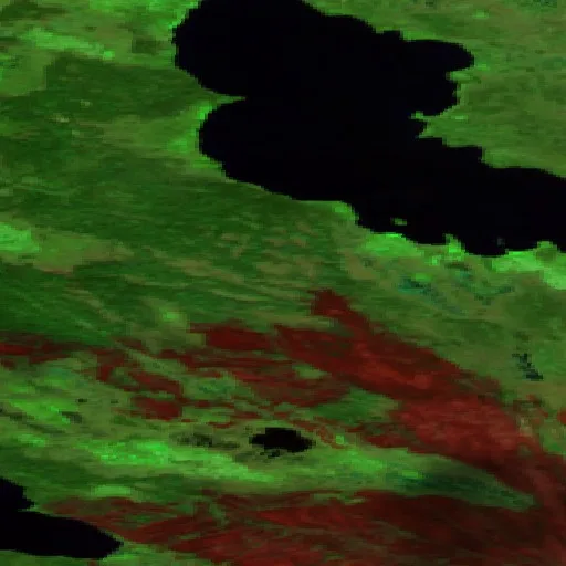 Wildfire near Déline District (Jul 8) — Sentinel-2 SWIR
