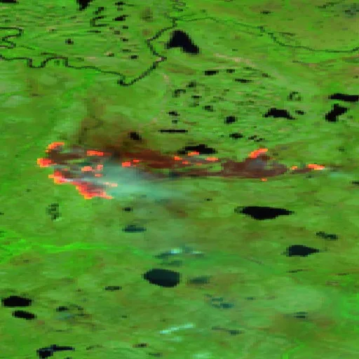 Wildfire near Déline District — Sentinel-2 SWIR (fuego)