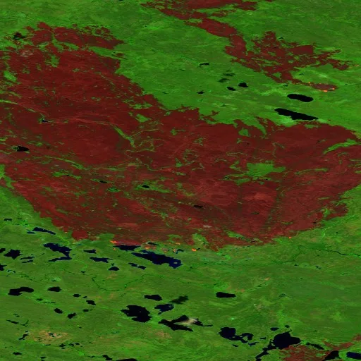 Wildfire near Déline District (Jun 30) — Sentinel-2 SWIR (fuego)