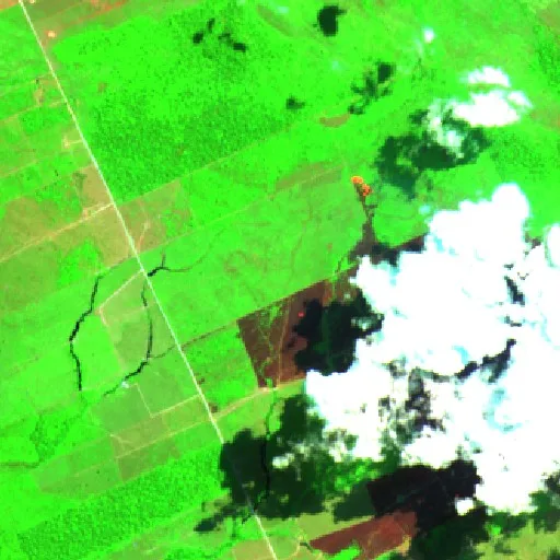 Wildfire near Demarcação (Aug 21) — Sentinel-2 SWIR (fuego)