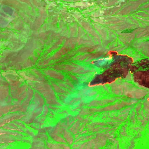 Wildfire near Dobruševo — Sentinel-2 SWIR (fuego)