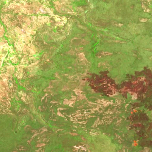 Wildfire near Domingos Mourão — Sentinel-2 SWIR (fuego)