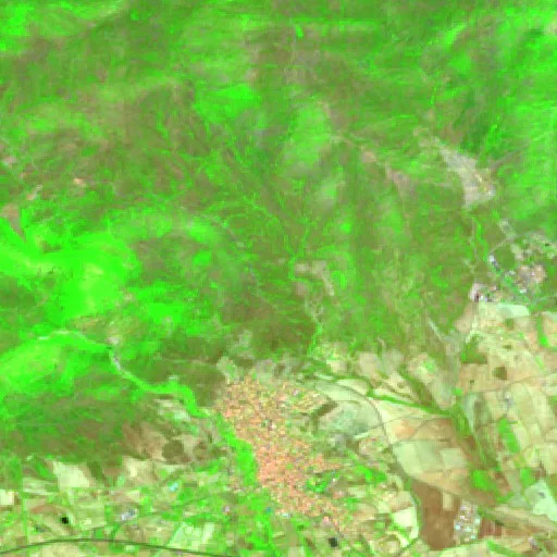 Wildfire near Domunoas/Domusnovas (IT) — Sentinel-2 SWIR (fuego)