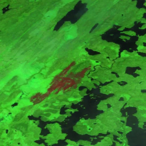 Wildfire near Eeyou Istchee Baie-James (Jun 28 · SW) — Sentinel-2 SWIR (fuego)