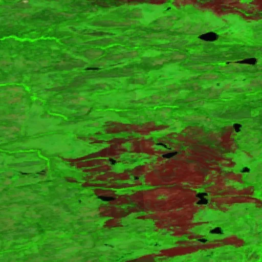 Incendio cerca de Eeyou Istchee Baie-James (27 jun · N) — Sentinel-2 SWIR