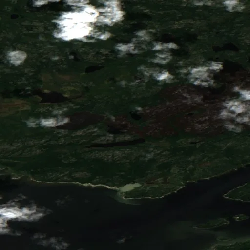 Incendio cerca de Eeyou Istchee Baie-James (1 jul) — Sentinel-2 true color