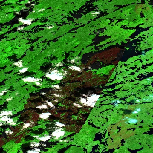 Wildfire near Eeyou Istchee James Bay (Jun 28 #2) — Sentinel-2 SWIR (fuego)