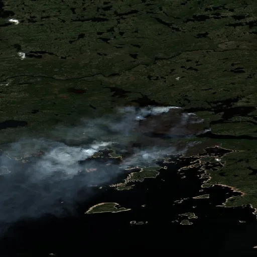 Wildfire near Eeyou Istchee James Bay (Jun 19 #2) — Sentinel-2 true color
