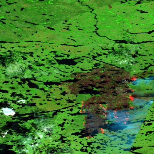 Wildfire near Eeyou Istchee James Bay (Jun 19 #3) — Sentinel-2 SWIR (fuego)