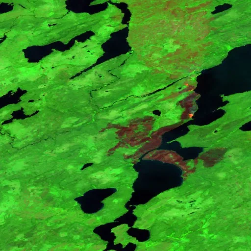 Incendio cerca de Eeyou Istchee James Bay (28 jun · W #3) — Sentinel-2 SWIR
