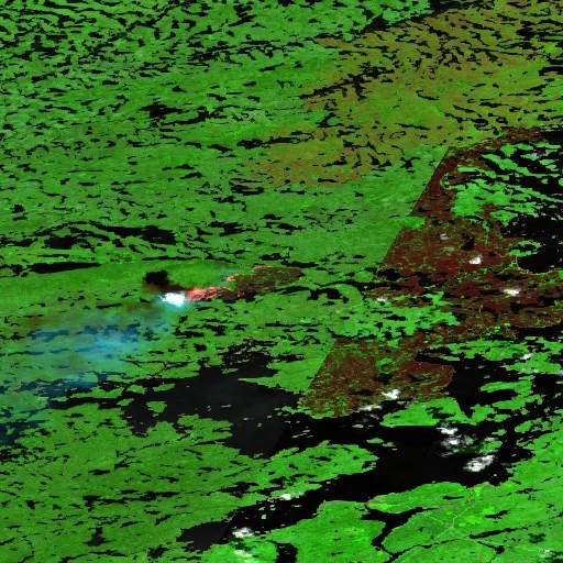 Wildfire near Eeyou Istchee James Bay (Jun 22) — Sentinel-2 SWIR (fuego)