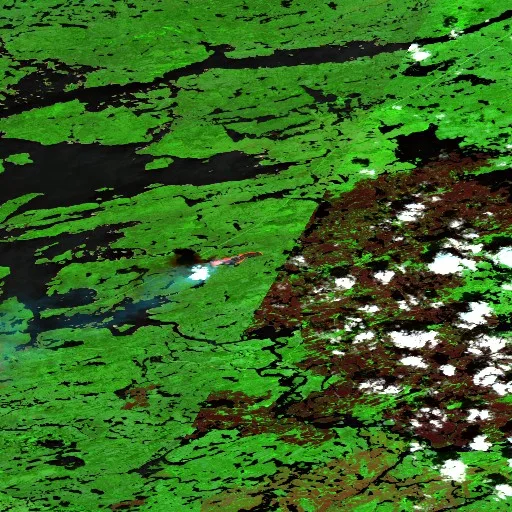 Wildfire near Eeyou Istchee James Bay (Jun 23) — Sentinel-2 SWIR (fuego)