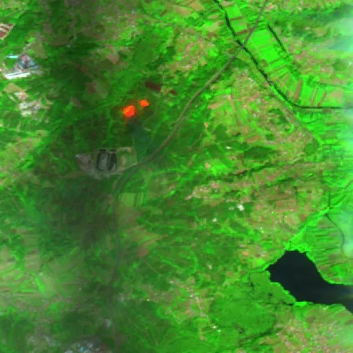 Wildfire near Eirol — Sentinel-2 SWIR (fuego)